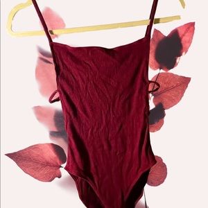 Burgundy backless bodysuit